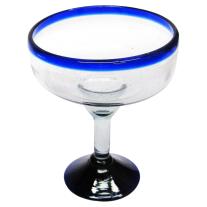 Cobalt Blue Rim 14 oz Large Margarita Glasses (set of 6)